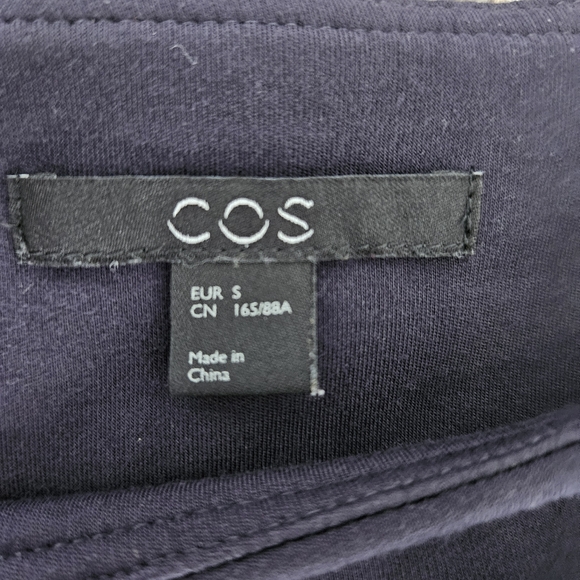 COS Women’s Euro Sz Small Navy DRESS Cuff Sleeve Office Siren Capsule Career - Picture 6 of 9